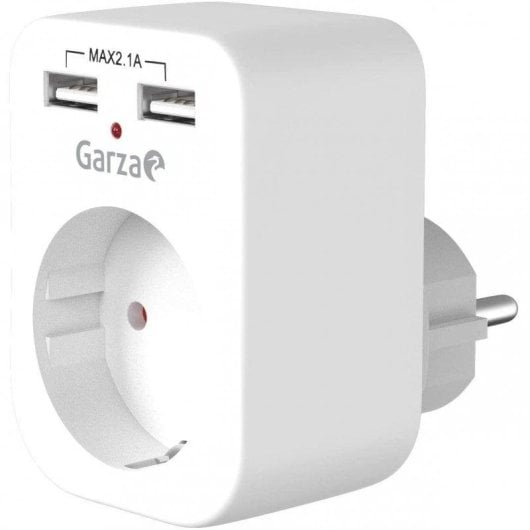 Garza Power Adaptador Schuko + 2 USB Blanco