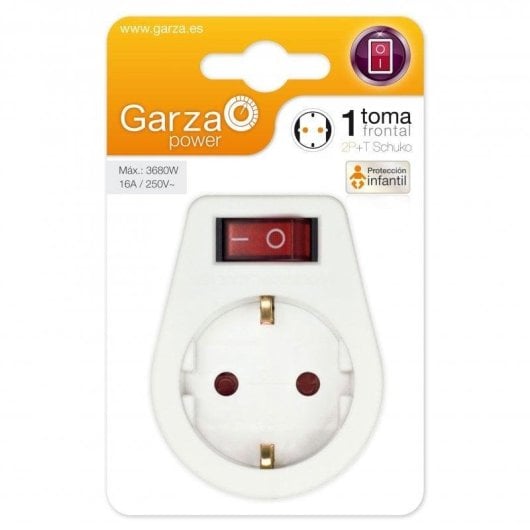 Régua de tomadas Garza Schuko 1 Tomada com Terra Proteção Infantil Interruptor