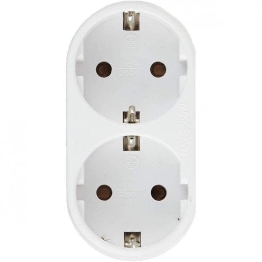 Garza Adaptador Schuko Doble Frontal con Toma Tierra