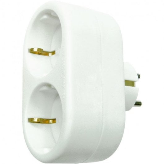 Garza Adaptador Schuko Doble Frontal con Toma Tierra