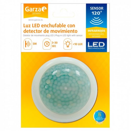 Garza Luz LED con Enchufe y Detector de Movimiento