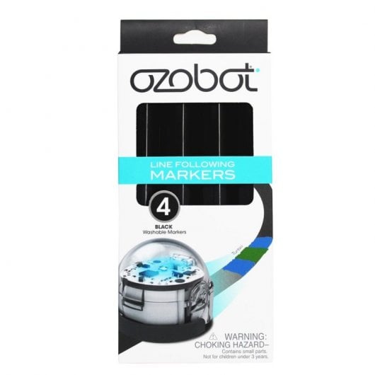 Ozobot Waschbare schwarze Marker, Packung mit 4 Einheiten
