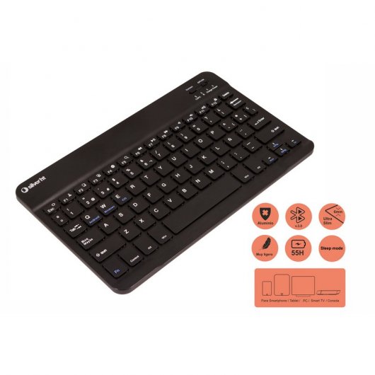 SilverHT Teclado Bluetooth Alumínio Universal Preto