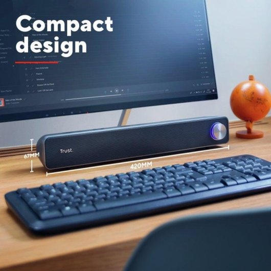 Barra de Som Trust Arys 2.0 6W RMS USB Jack 3,5mm Preta