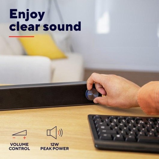 Barra de Som Trust Arys 2.0 6W RMS USB Jack 3,5mm Preta