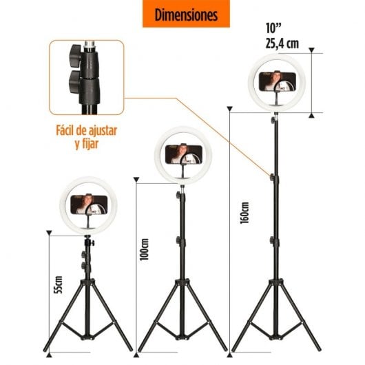 Ksix Kit Studio Live Max Anello LED con treppiede da pavimento 1,60 cm per smartphone