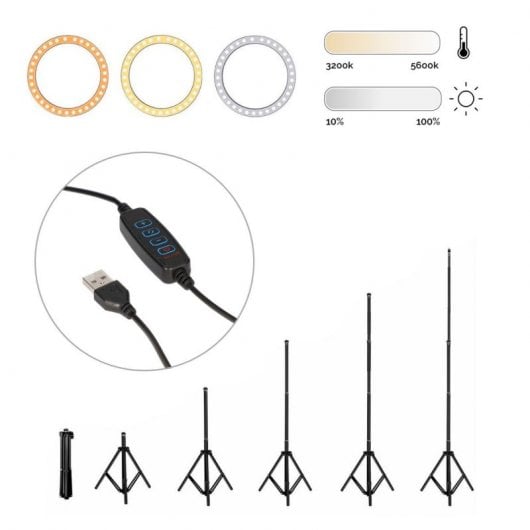 Ksix Kit Studio Live Max Anel LED com Base Tripé 1.60cm para Smartphone