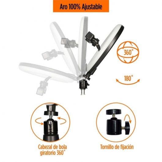 Ksix Kit Studio Live Max Anel LED com Base Tripé 1.60cm para Smartphone