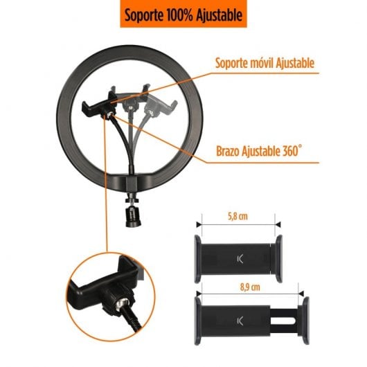 Ksix Kit Studio Live Max Anel LED com Base Tripé 1.60cm para Smartphone