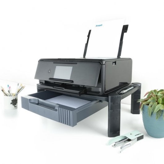 TooQ Soporte Elevador Regulable Multiusos con Cajón Negro
