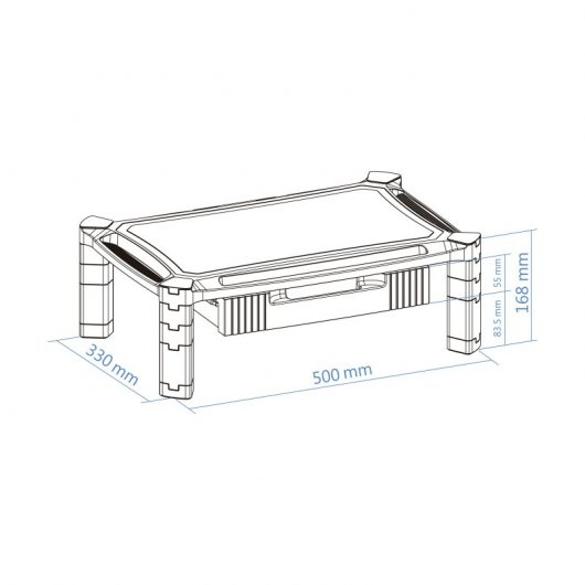 TooQ Soporte Elevador Regulable Multiusos con Cajón Negro