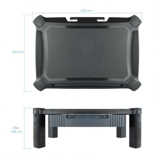 TooQ Soporte Elevador Regulable Multiusos con Cajón Negro