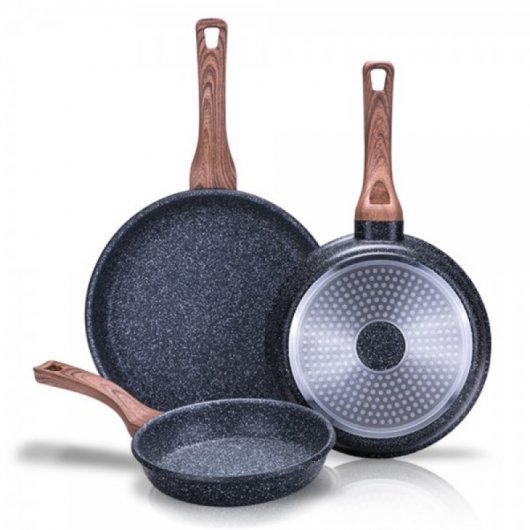 Newchef Folk Set de Sartenes de Aluminio Forjado 20, 24 y 28cm