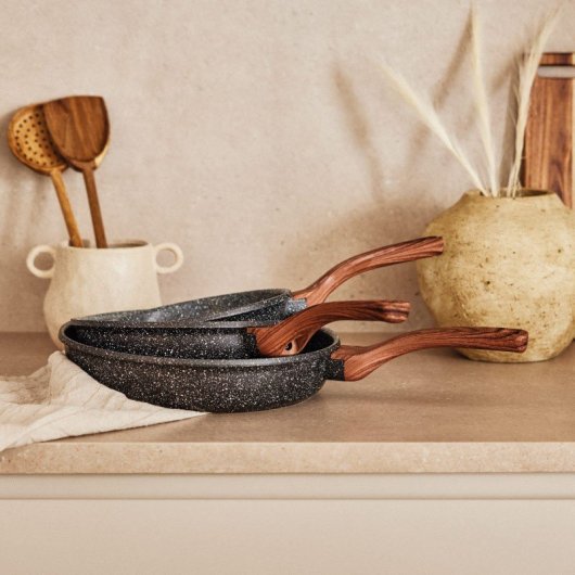 Newchef Folk Set de Sartenes de Aluminio Forjado 20, 24 y 28cm