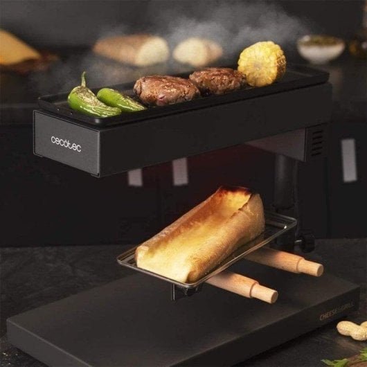 Raclette Cecotec Cheese&Grill 6000 Black 600W Grill Edelstahl Thermostat Antihaft