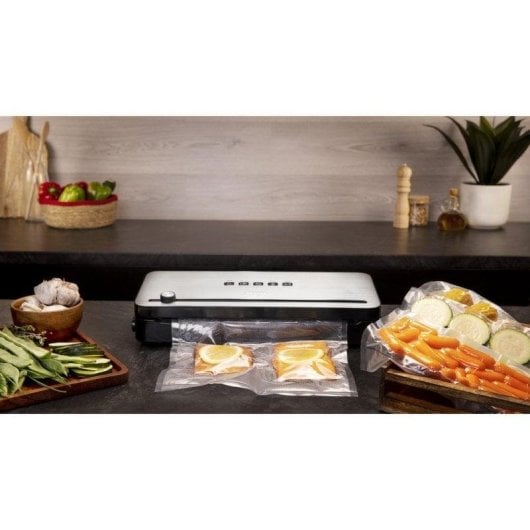 Seladora de Vácuo Cecotec SealVac 140 SteelCut Inox 140W Corte e Modo Húmido/Seco