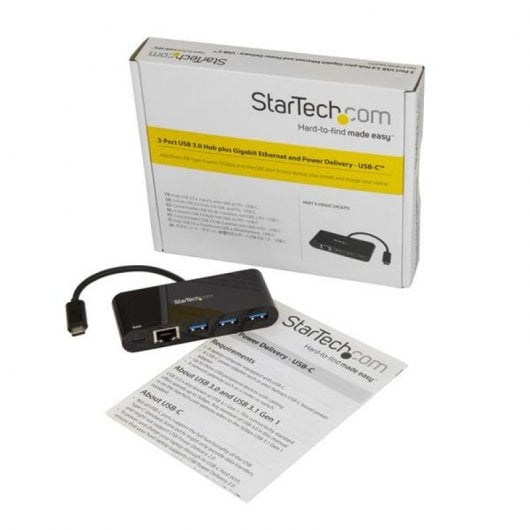 StarTech Concentrador USB 3.0 a 3x USB-C con Ethernet Negro