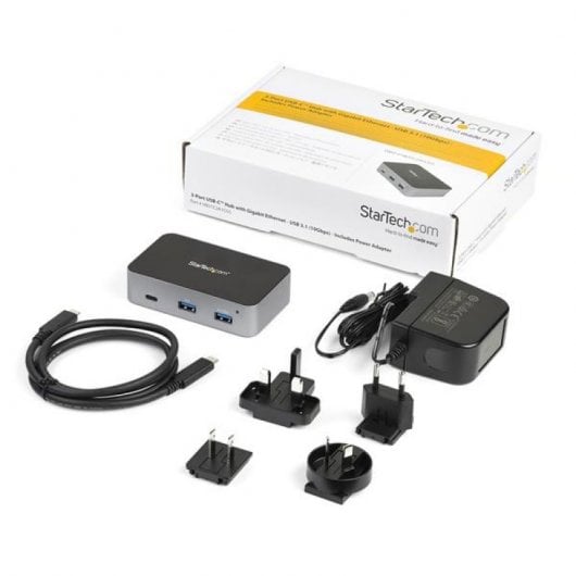 StarTech.com Hub USB-C a 3 porte con porta LAN - USB 3.2 Gen 2 (10Gbps) - 2 USB-A e 1 USB-C - Alimentato