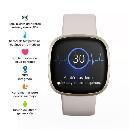 Fitbit Sense Smartwatch Blanco Marfil/Acero Inoxidable Dorado