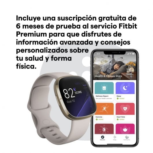 Smartwatch Fitbit Sense Bianco Avorio/Acciaio inossidabile Oro