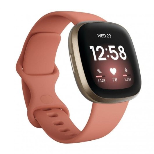 Fitbit Versa 3 Bluetooth GPS NFC 40mm AMOLED Gold/Rosa S/M Wasserdicht Herzfrequenz Schlafmonitor