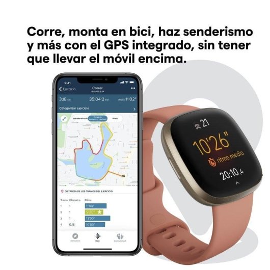 Fitbit Versa 3 Bluetooth GPS NFC 40mm AMOLED Gold/Rosa S/M Wasserdicht Herzfrequenz Schlafmonitor