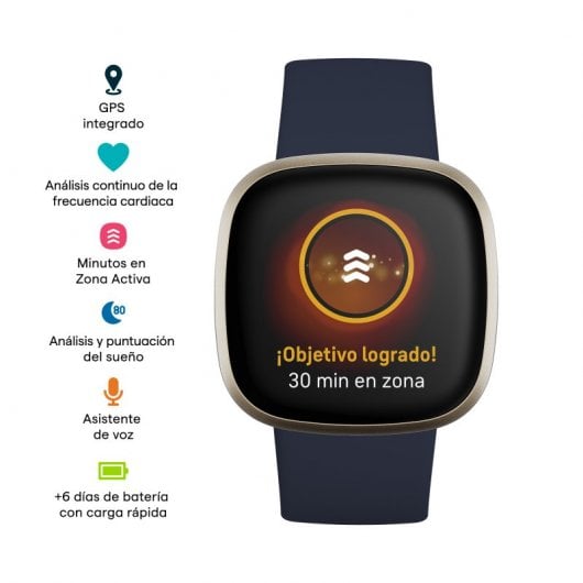 Montre connectée Fitbit Versa 3 bleu nuit/aluminium doré