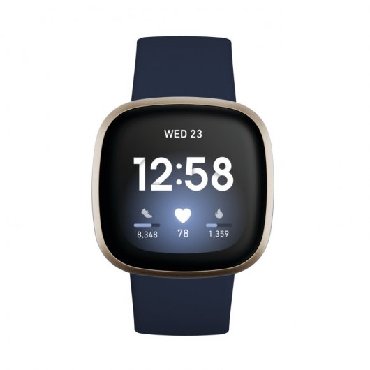 Montre connectée Fitbit Versa 3 bleu nuit/aluminium doré