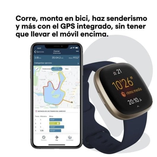 Fitbit Versa 3 Bluetooth GPS NFC 40mm AMOLED Or Bleu S/L Étanche 50m Pulsomètre SpO2