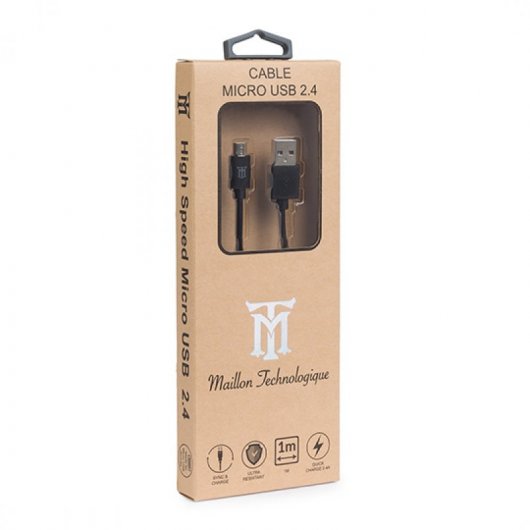 Maillon Cable Micro USB 2.4A 1m Negro