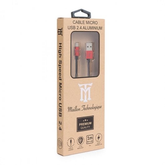 Maillon Cable Micro USB 2.4A Aluminio 1m Rojo