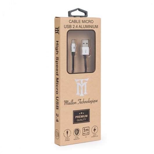 Cavo Micro USB Maillon 2.4A Alluminio Argento 1m