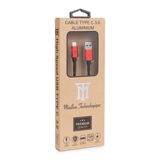 Câble Maillon Type-C 3.0 Aluminium Rouge 1m