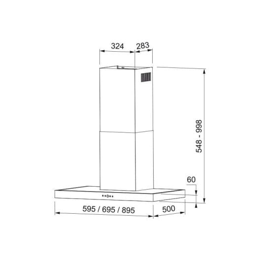 Dunstabzugshaube Mepamsa Silueta XLA 60 Inox Abluft 60cm LED Touch-Steuerung