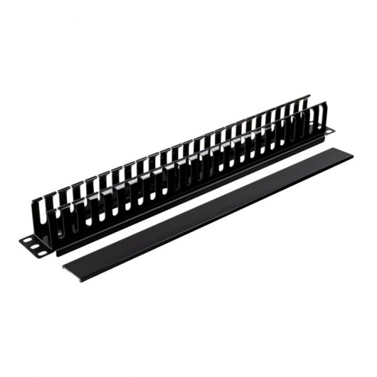 Aiten Data Organizador de Cables 1U con Tapa Negro