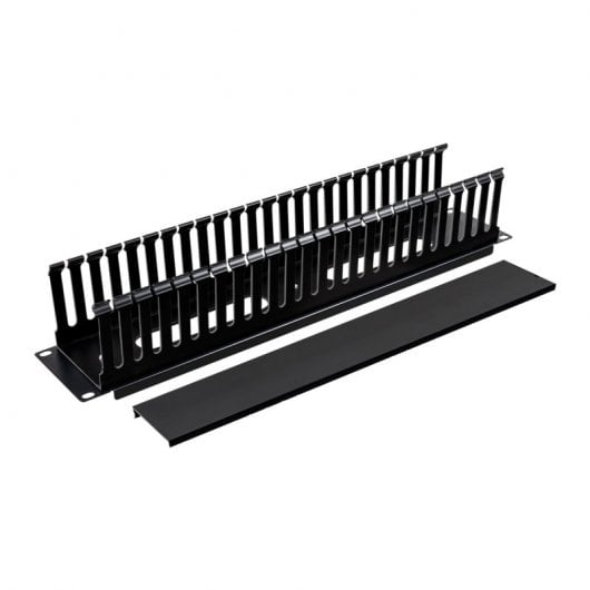Aiten Data Organizador de Cables 2U con Tapa Negro