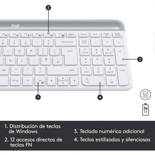 Combinazione tastiera wireless sottile + mouse Logitech MK470 bianca