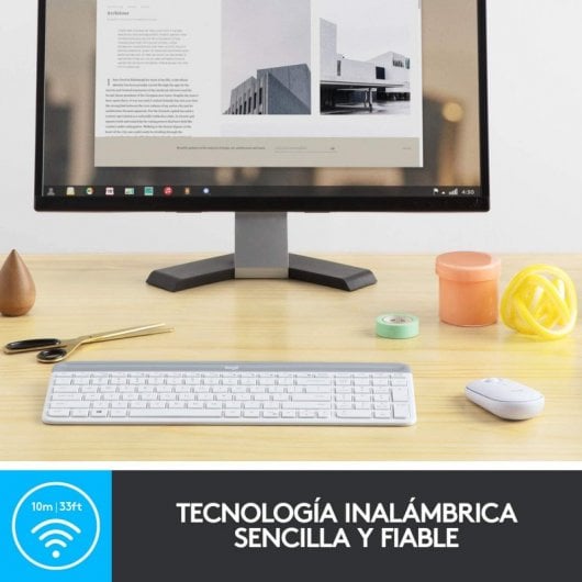 Combinazione tastiera wireless sottile + mouse Logitech MK470 bianca