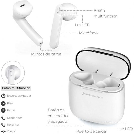 Phoenix EarPods Auriculares Bluetooth Blancos