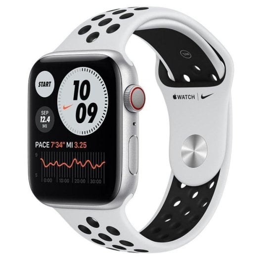 Apple Watch Series 6 Nike GPS Cellular 44mm Retina OLED Argent Noir Platine S/M Étanche SpO2 ECG