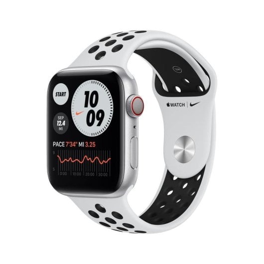 Apple Watch Series 6 Nike GPS Cellular 44mm Retina OLED Argent Noir Platine S/M Étanche SpO2 ECG