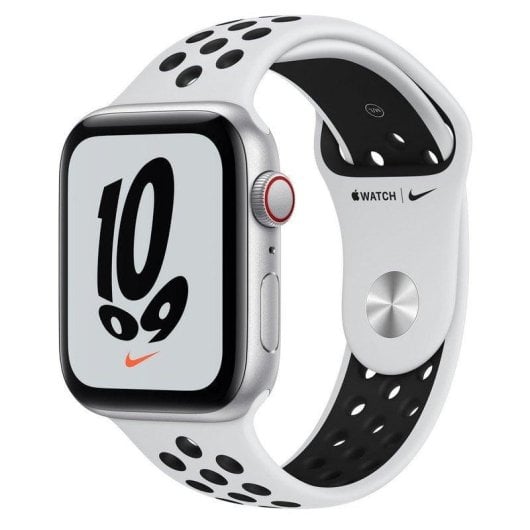 Apple Watch Nike SE GPS + Cellular 44mm Retina OLED Alluminio Argento Correa Nike Sport Pure Platinum/Nero Grande Resistenza all'Acqua 50m Pulsometro Monitor Sonno SOS