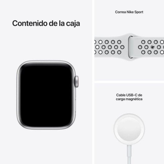Apple Watch Nike SE GPS + Cellular 44mm Retina OLED Alluminio Argento Correa Nike Sport Pure Platinum/Nero Grande Resistenza all'Acqua 50m Pulsometro Monitor Sonno SOS