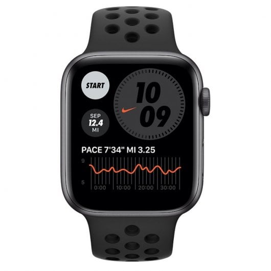 Apple Watch Nike Series 6 GPS 44mm Alumínio em Cinzento Espacial com Bracelete Nike Sport Antracite/Preto