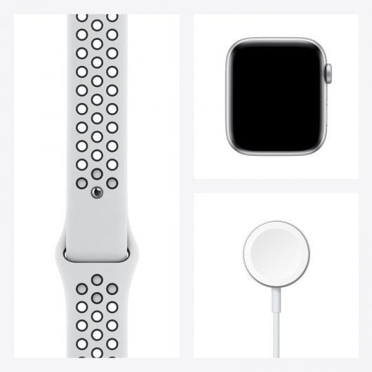 Apple Watch Nike SE GPS 44mm Alumínio em Prateado Bracelete Nike Sport Platina Pura/Preta