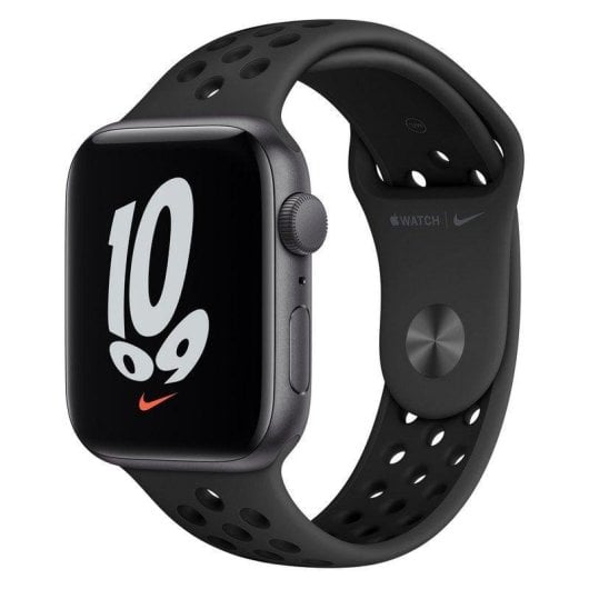 Apple Watch SE Nike GPS NFC 44mm OLED Aluminium Gris Bracelet Antracite/Noir M Étanche 50m Pulsomètre Suivi Sommeil