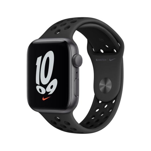 Apple Watch SE Nike GPS NFC 44mm OLED Aluminium Gris Bracelet Antracite/Noir M Étanche 50m Pulsomètre Suivi Sommeil