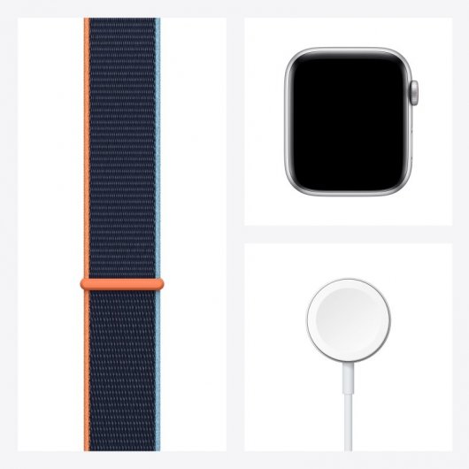 Apple Watch SE GPS + Cellular 44mm Alumínio em Prateado Bracelete Loop Desportiva Azul Marinho Intenso