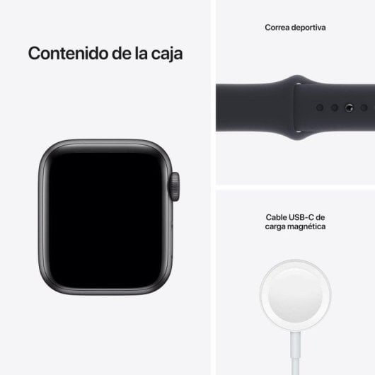 Apple Watch SE GPS 40mm Aluminio en Gris Espacial con Correa Deportiva Negra