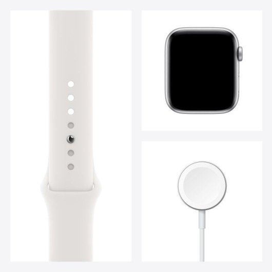 Apple Watch SE GPS 44mm Aluminio en Plata con Correa Deportiva Blanca